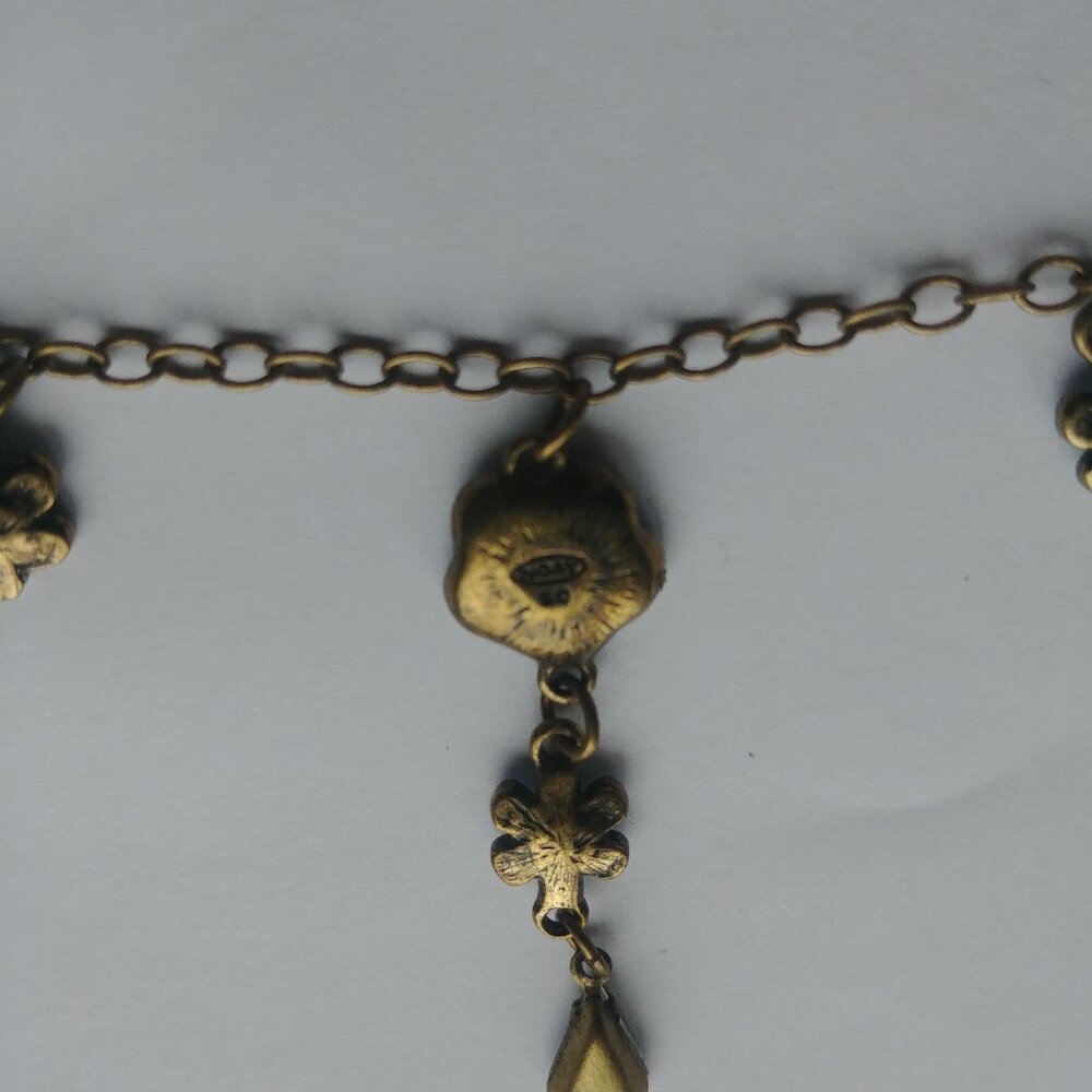 Vintage Avon blue purple drop pendant necklace short chain - Picture 7 of 12